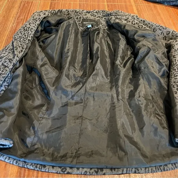 Moda International Women’s Wool Blend Animal Print Peacoat Jacket Size 6