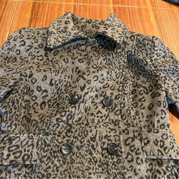 Moda International Women’s Wool Blend Animal Print Peacoat Jacket Size 6