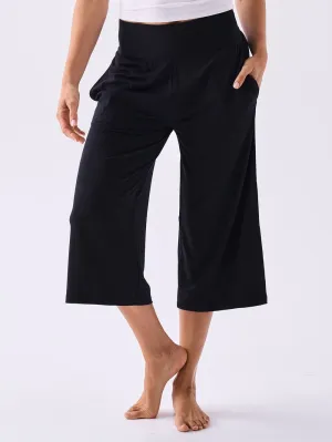 Modal Cropped Wide Leg - Black