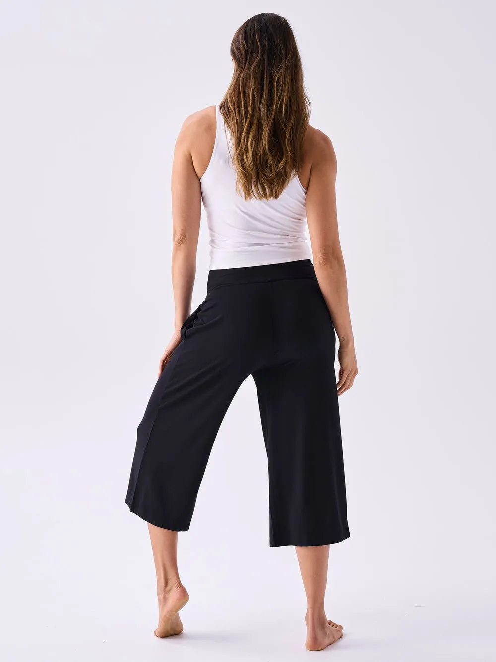 Modal Cropped Wide Leg - Black