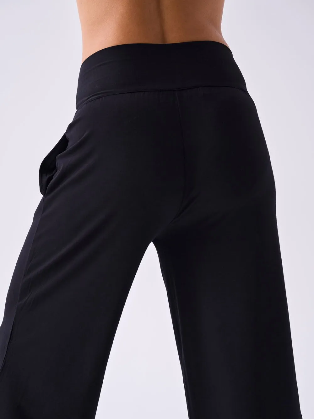 Modal Cropped Wide Leg - Black