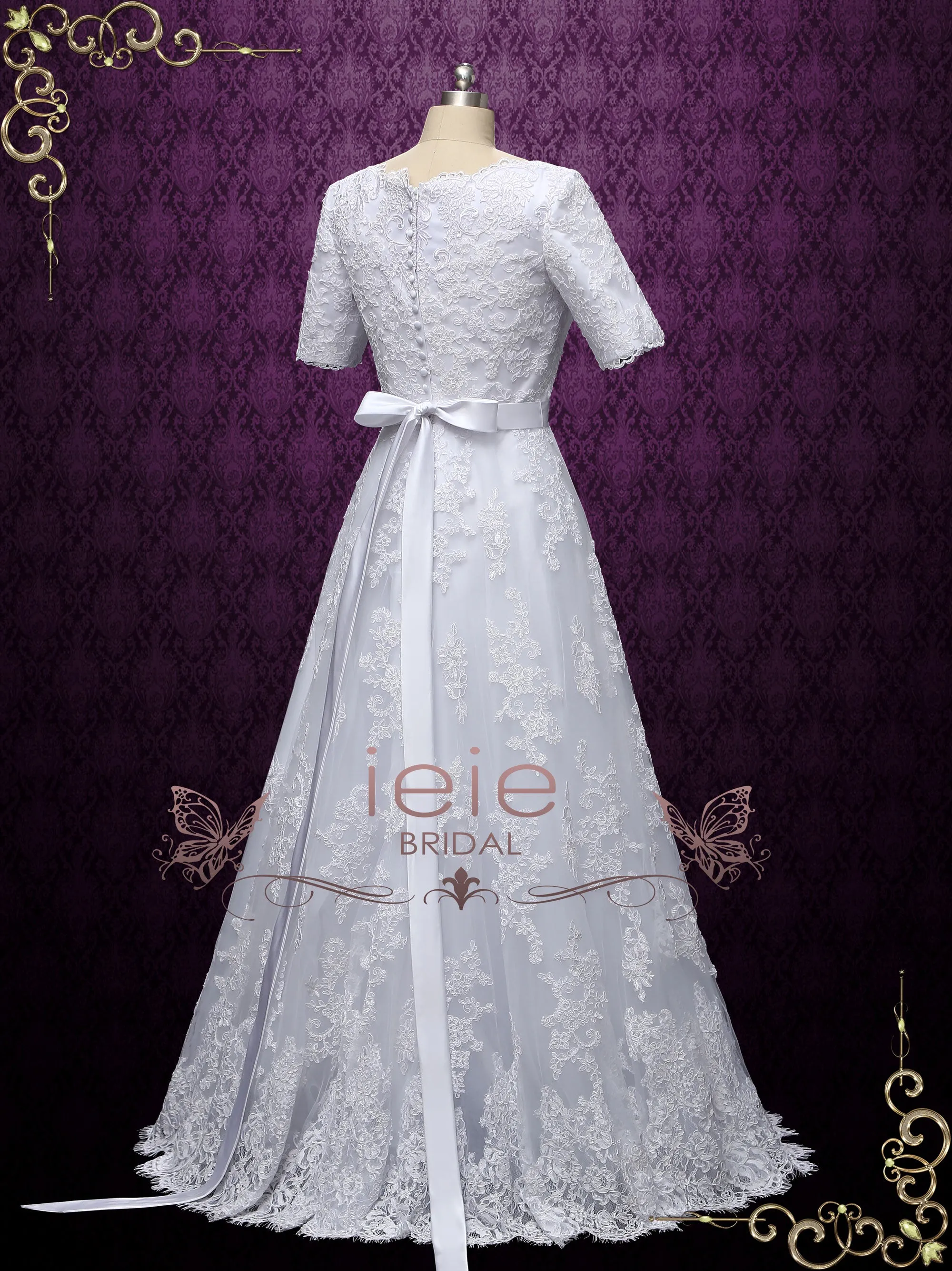 Modest Short Sleeves Wedding Dress MIRIAM