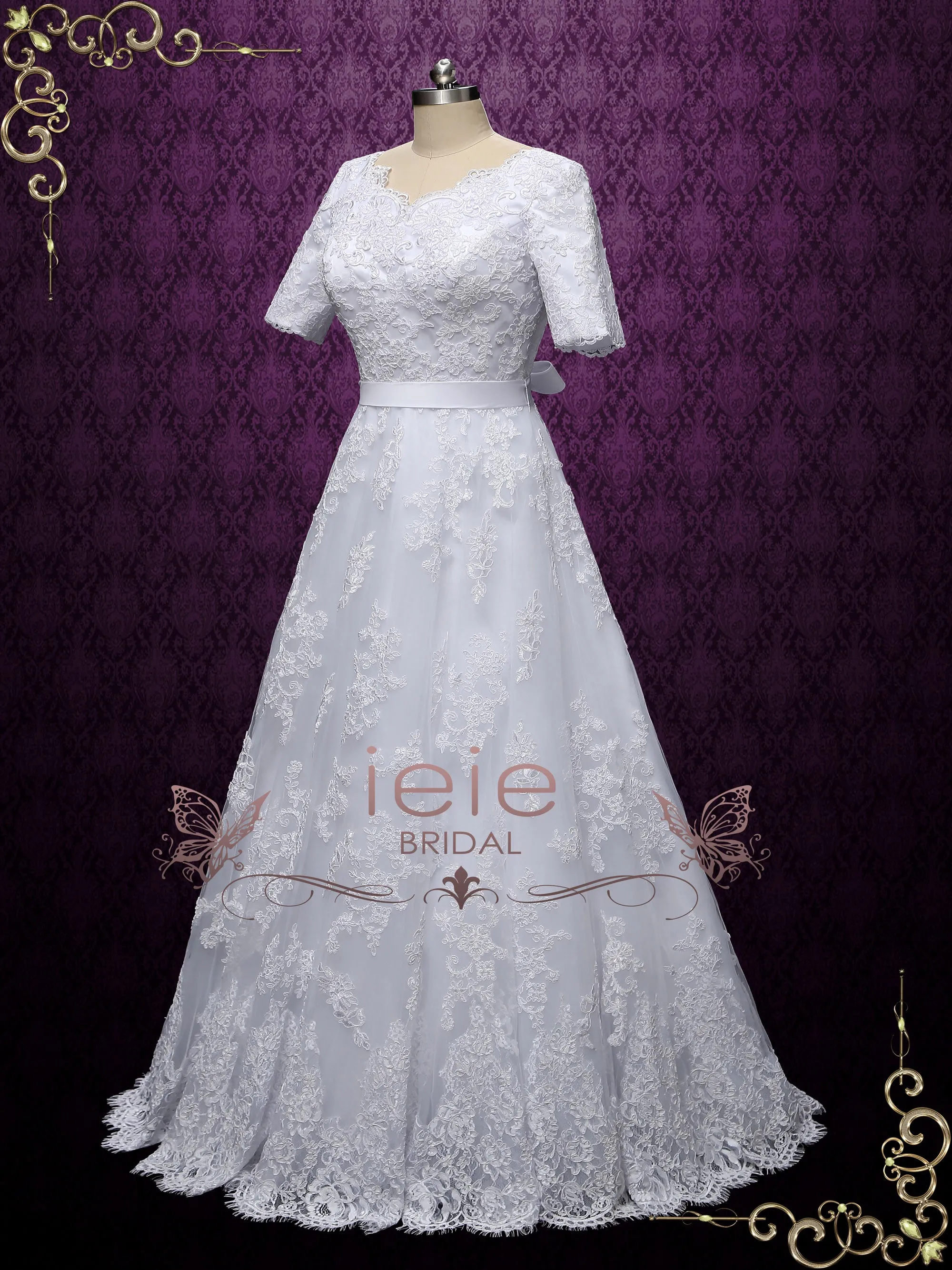 Modest Short Sleeves Wedding Dress MIRIAM