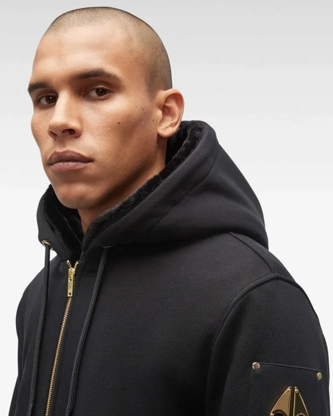 MOOSE KNUCKLES - BLACK FAUX LINDEN CLASSIC BUNNY GOLD LOGO