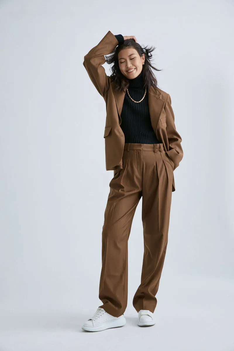 MS6002 Pleated Wool Blended Wide-leg Pants