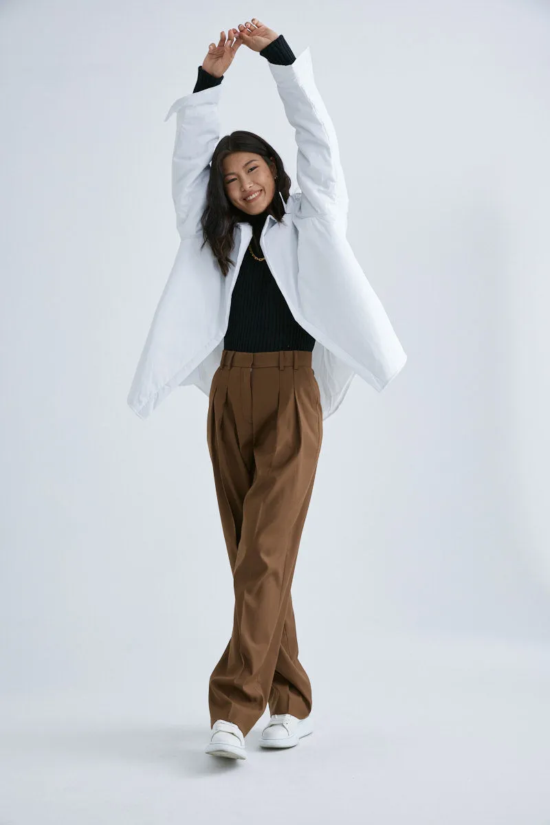 MS6002 Pleated Wool Blended Wide-leg Pants
