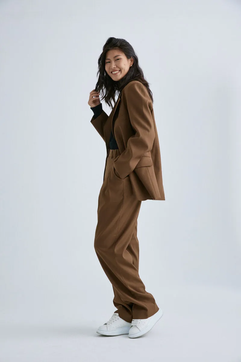 MS6002 Pleated Wool Blended Wide-leg Pants