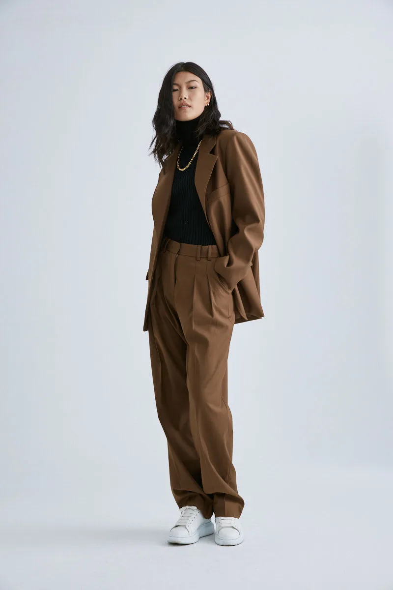 MS6002 Pleated Wool Blended Wide-leg Pants