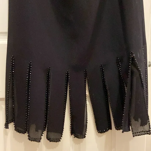 MSK Black Beaded Fringe Hem Maxi Skirt