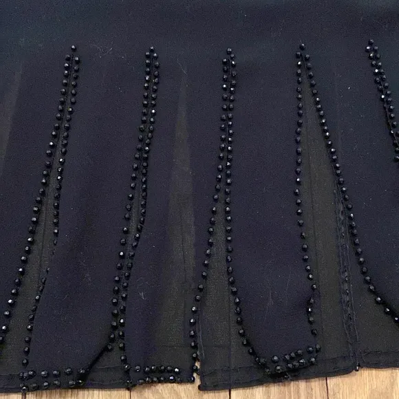 MSK Black Beaded Fringe Hem Maxi Skirt