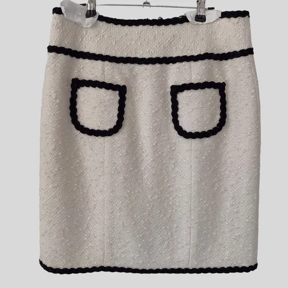 NANETTE LEPORE CLASSIC KNIT TWEED IVORY SKIRT