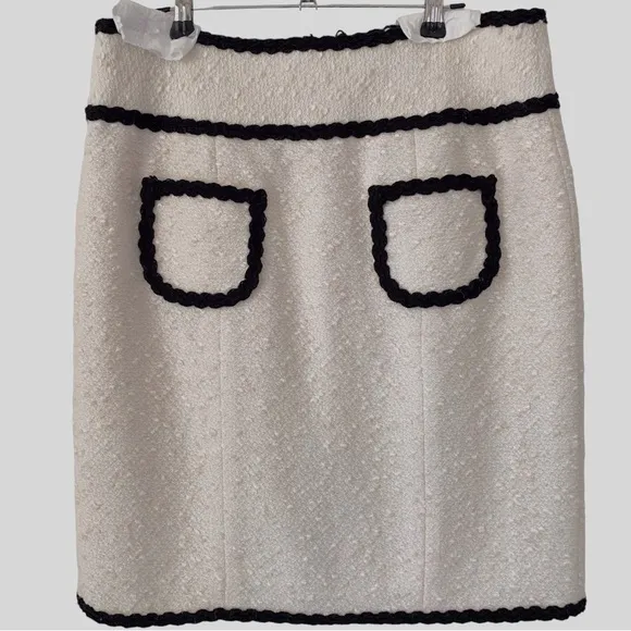NANETTE LEPORE CLASSIC KNIT TWEED IVORY SKIRT