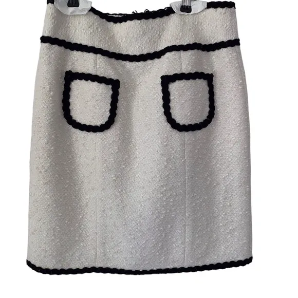 NANETTE LEPORE CLASSIC KNIT TWEED IVORY SKIRT