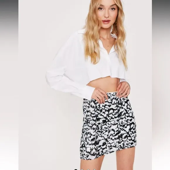 Nasty Gal Premium Sequin High-Waisted Fitted Mini Skirt, NWT