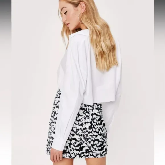 Nasty Gal Premium Sequin High-Waisted Fitted Mini Skirt, NWT