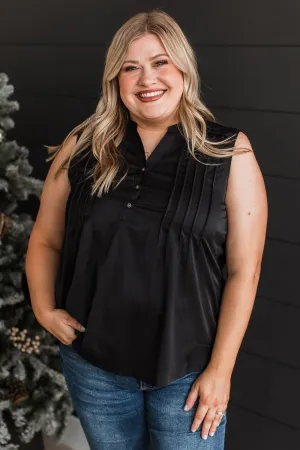 Never Ending Bliss Sleeveless Blouse- Black