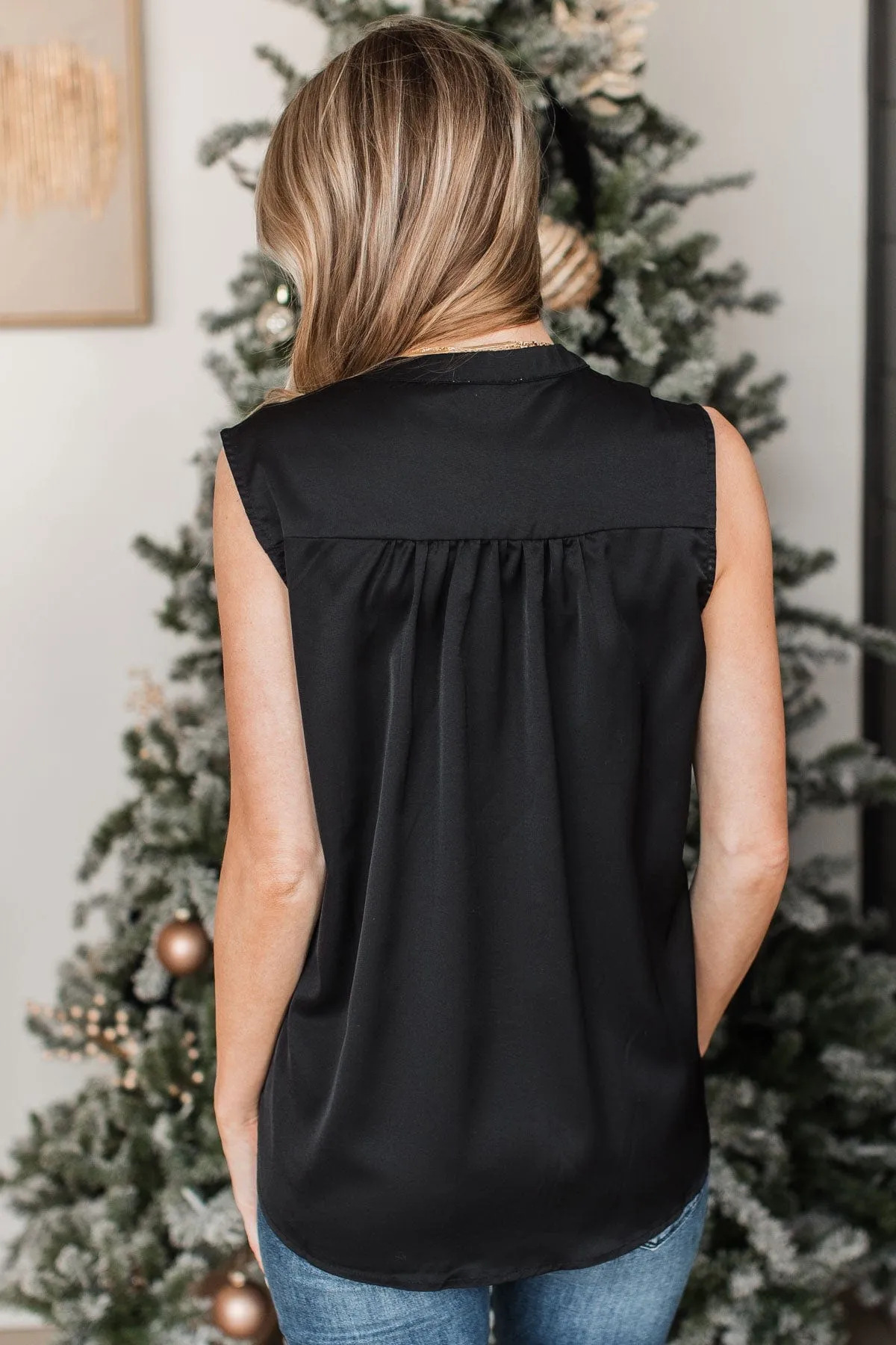 Never Ending Bliss Sleeveless Blouse- Black