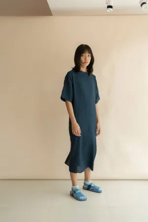 New All Season Dress Handloom Linen Jester Deep Indigo-R.B.-Fashion Edit Runaway Bicycle