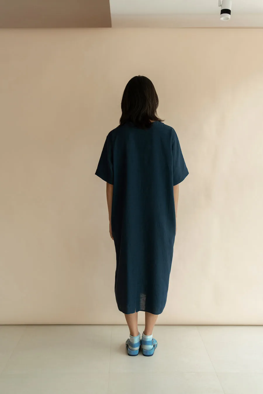 New All Season Dress Handloom Linen Jester Deep Indigo-R.B.-Fashion Edit Runaway Bicycle