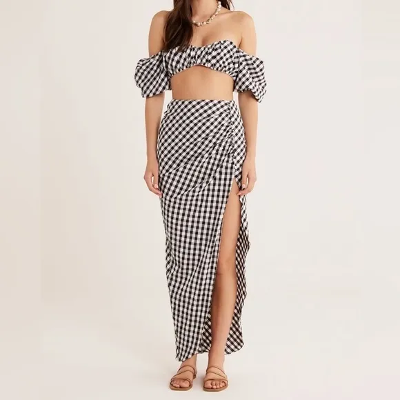 New Rumer The Label BISOU SKIRT in Black Gingham size Small $279.00
