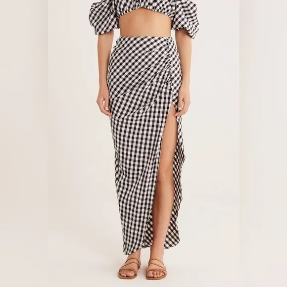 New Rumer The Label BISOU SKIRT in Black Gingham size Small $279.00