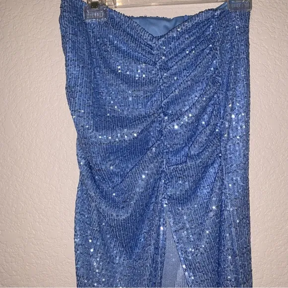 New Zara $69 Blue Sequin Midi Skirt 7969/051 Bloggers Fav Small Medium Large