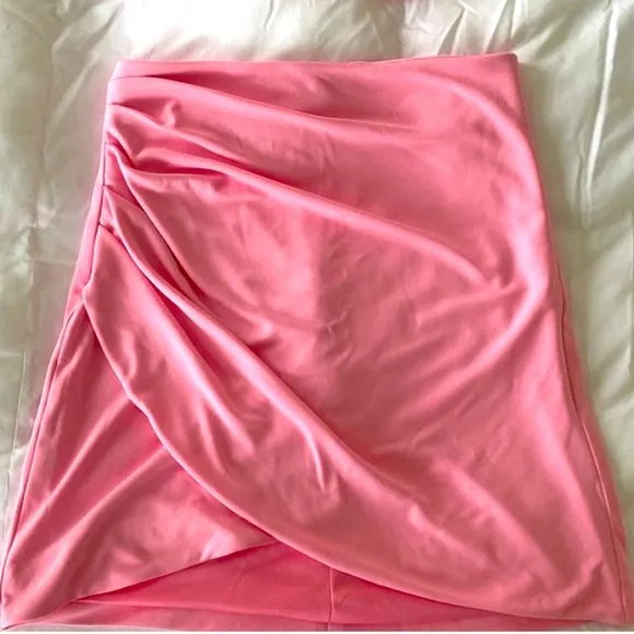 New Zara Draped Pink Mini Skirt