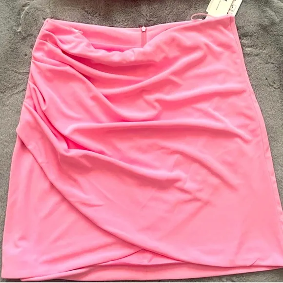 New Zara Draped Pink Mini Skirt