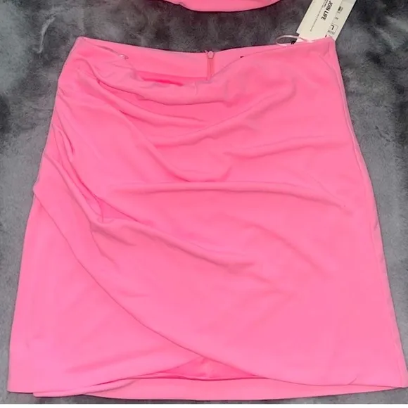 New Zara Draped Pink Mini Skirt