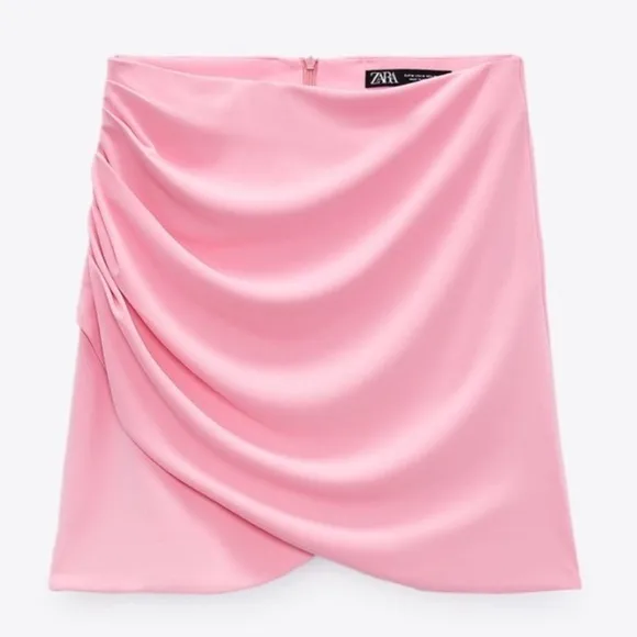 New Zara Draped Pink Mini Skirt