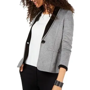 NINE WEST Women's One-Button Sweater Jacket Medium (M, Heather Grey/Black)