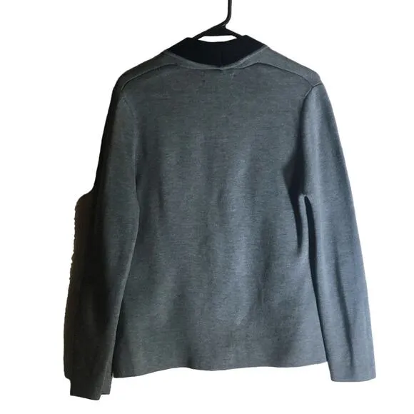 NINE WEST Women's One-Button Sweater Jacket Medium (M, Heather Grey/Black)