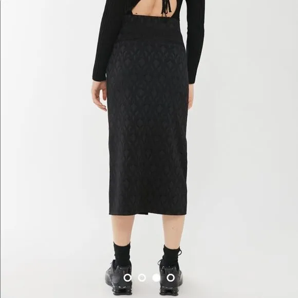 NWOT WNDERKAMMER Colorblock Mint Green Black Jacquard Midi Skirt
