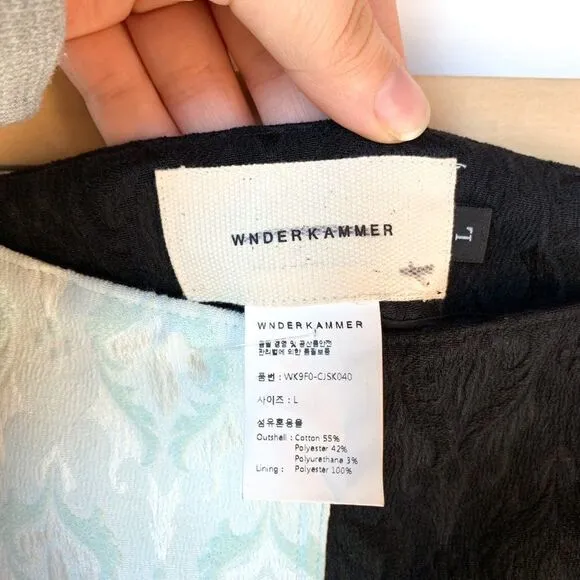 NWOT WNDERKAMMER Colorblock Mint Green Black Jacquard Midi Skirt