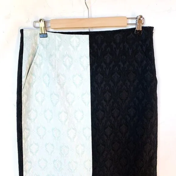 NWOT WNDERKAMMER Colorblock Mint Green Black Jacquard Midi Skirt