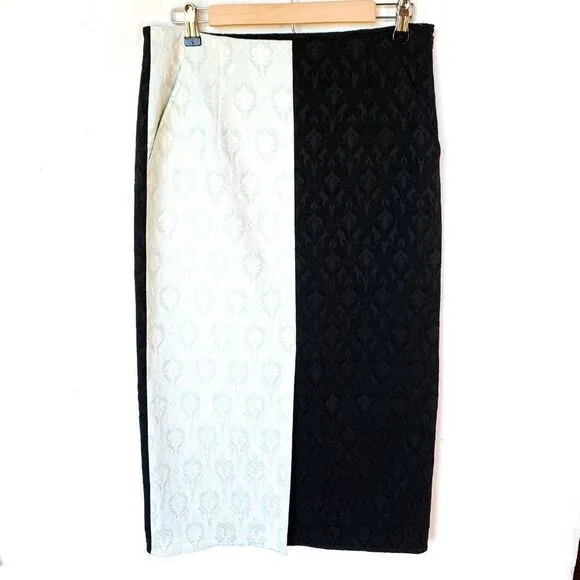 NWOT WNDERKAMMER Colorblock Mint Green Black Jacquard Midi Skirt