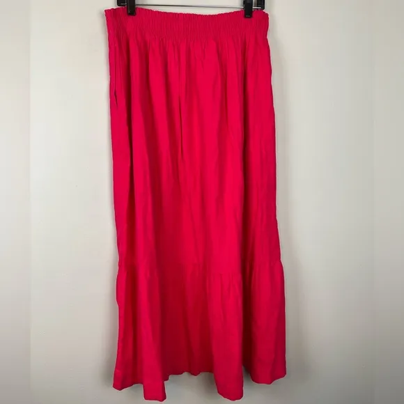 NWT Abercrombie &amp; Fitch Linen Blend Maxi Pink Skirt Size Medium