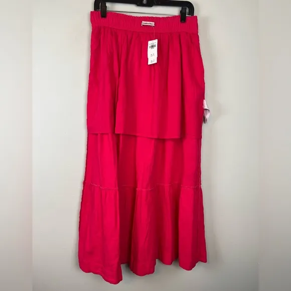 NWT Abercrombie &amp; Fitch Linen Blend Maxi Pink Skirt Size Medium