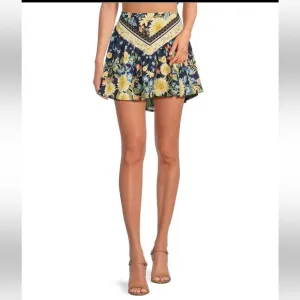 NWT Agua BenditaViolet Woven Floral Print Elastic Waist A-Line Skirt