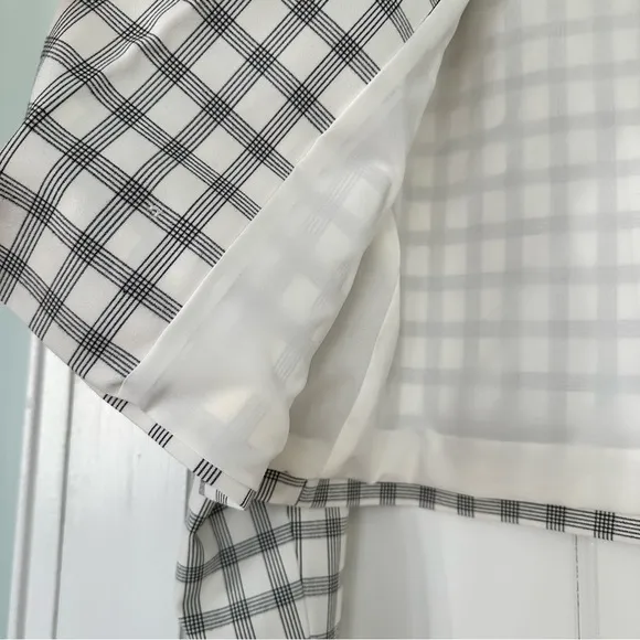 *NWT* Danielle Bernstein Cropped Open-Front Blazer Ivory Black Houndstooth Print