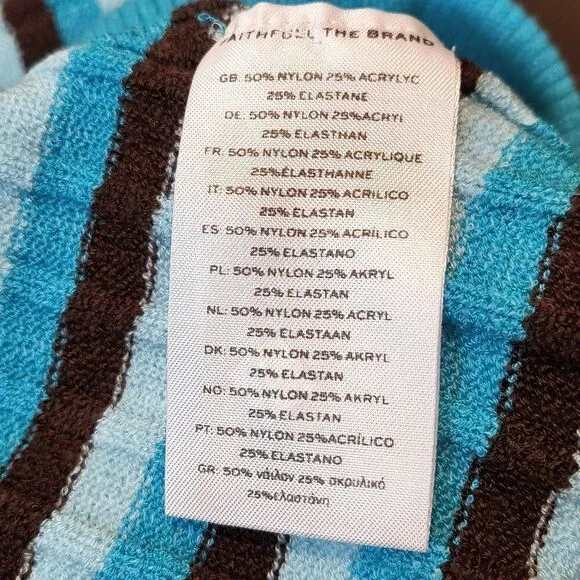 NWT Faithfull The Brand M Size 6 Blue Stripes Naja Knit Mini Skirt