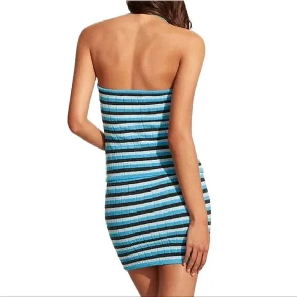 NWT Faithfull The Brand M Size 6 Blue Stripes Naja Knit Mini Skirt