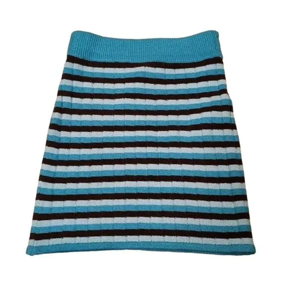 NWT Faithfull The Brand M Size 6 Blue Stripes Naja Knit Mini Skirt