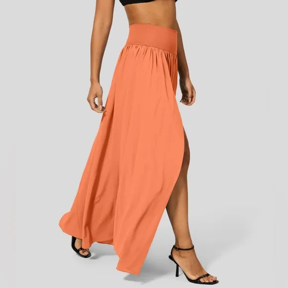 NWT - High waisted, split 2-n-1, flowy, quick dry maxi casual skirt