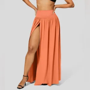NWT - High waisted, split 2-n-1, flowy, quick dry maxi casual skirt