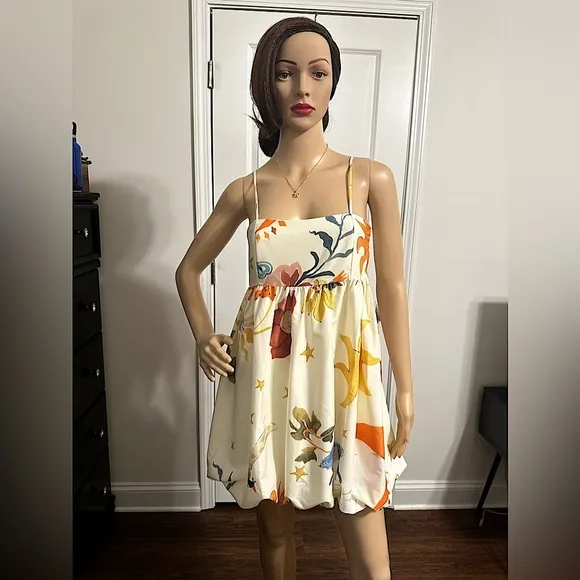 NWT-“La Nature”Printed Spaghetti Strap Mini Dress