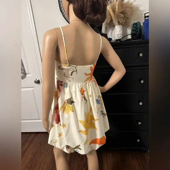 NWT-“La Nature”Printed Spaghetti Strap Mini Dress