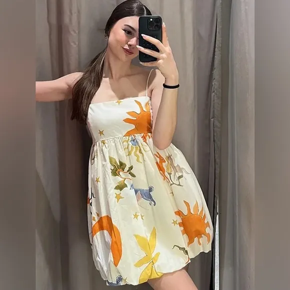 NWT-“La Nature”Printed Spaghetti Strap Mini Dress