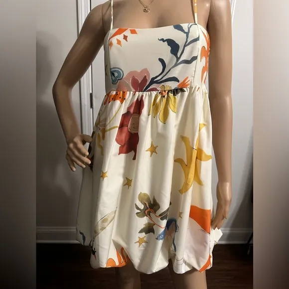 NWT-“La Nature”Printed Spaghetti Strap Mini Dress