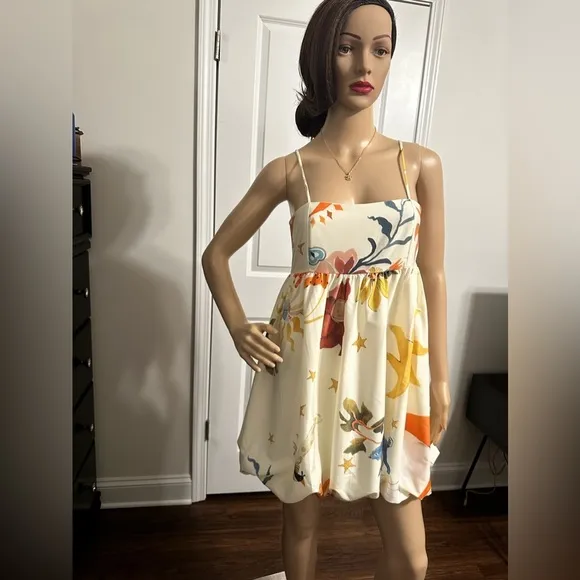 NWT-“La Nature”Printed Spaghetti Strap Mini Dress